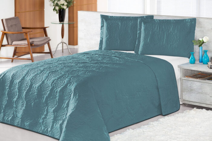 cobre leito clean rosas azul sky