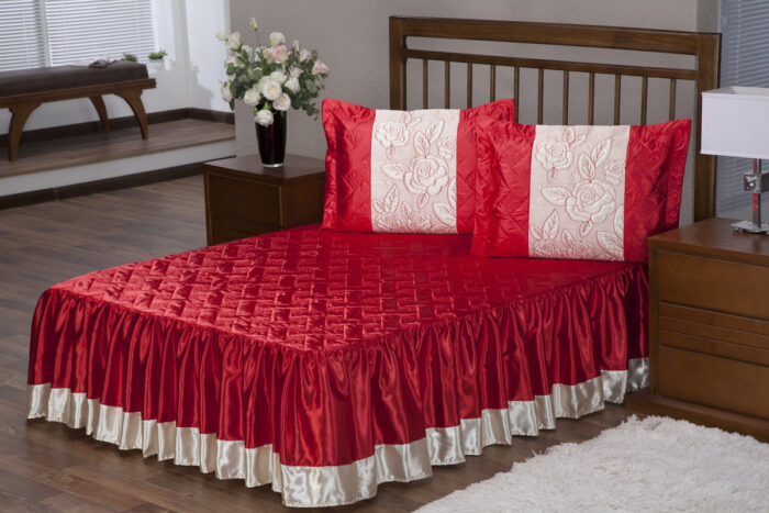 colcha rosas vermelho