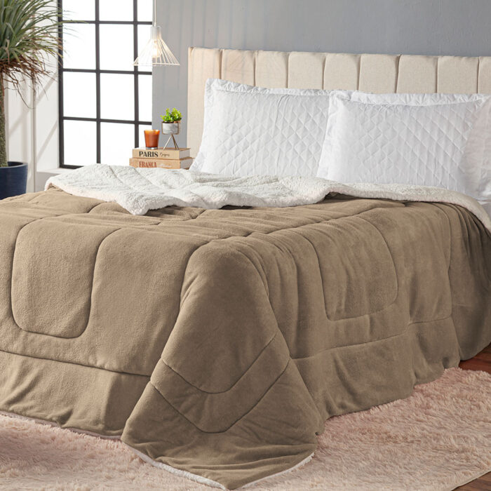 coberdrom king sherpa e manta refilado toda volta bege 6297f0ef43cbc large