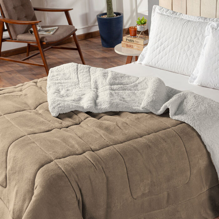 coberdrom king sherpa e manta refilado toda volta bege 6297f0ef47e55 large