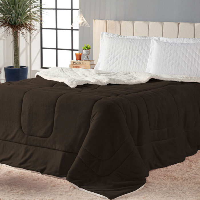 coberdrom king sherpa e manta refilado toda volta marrom 6297f3cd822a9 large