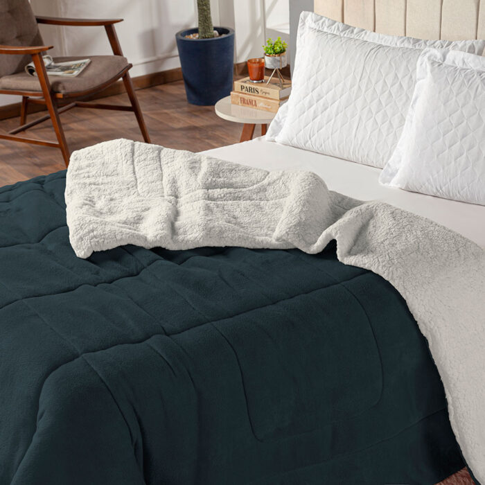 coberdrom queen sherpa e manta refilado toda volta azul 62980d2f49f4c large