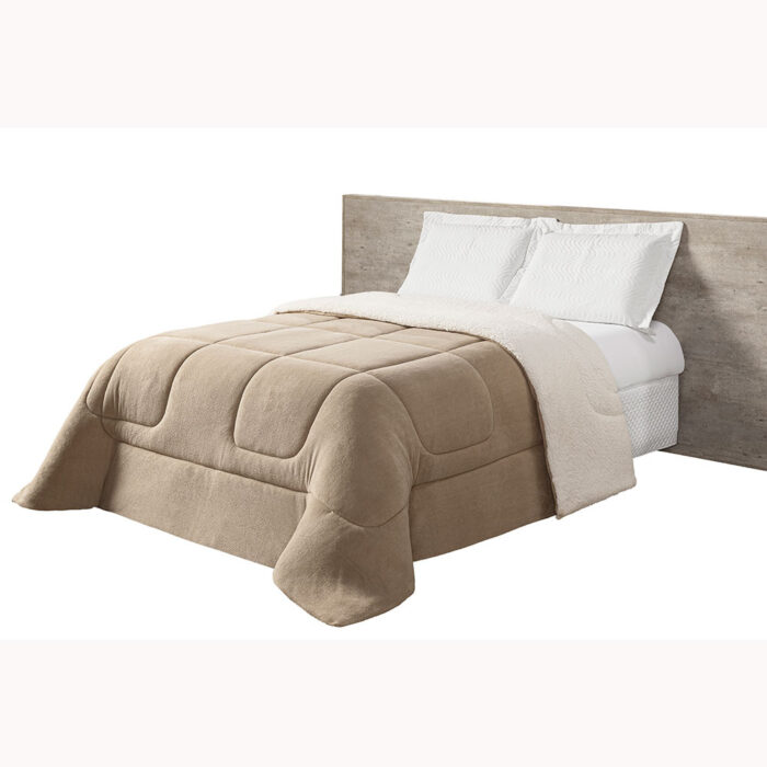 coberdrom queen sherpa e manta refilado toda volta bege 6411d20c4ce2d large