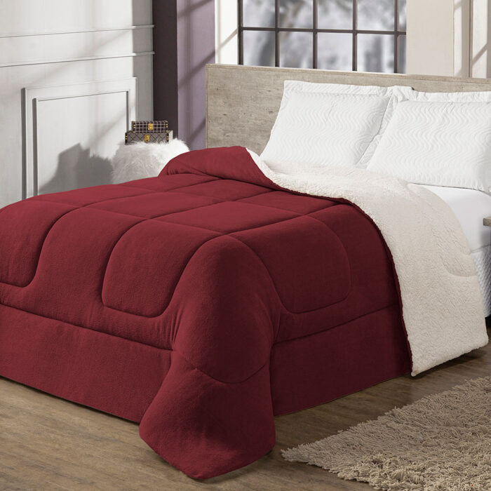 coberdrom queen sherpa e manta refilado toda volta cereja 6297ea1aa3e7e large