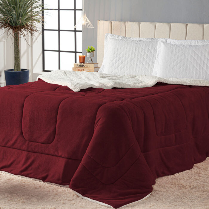 coberdrom queen sherpa e manta refilado toda volta cereja 6297ea1aadfc8 large