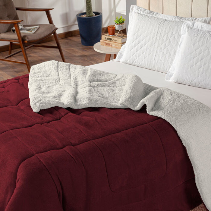 coberdrom queen sherpa e manta refilado toda volta cereja 6297ea1ab27a6 large