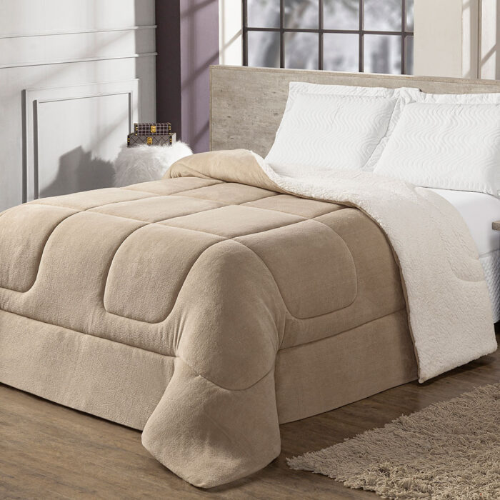 coberdrom solteiro sherpa e manta refilado toda volta bege 62977e710f0e2 large
