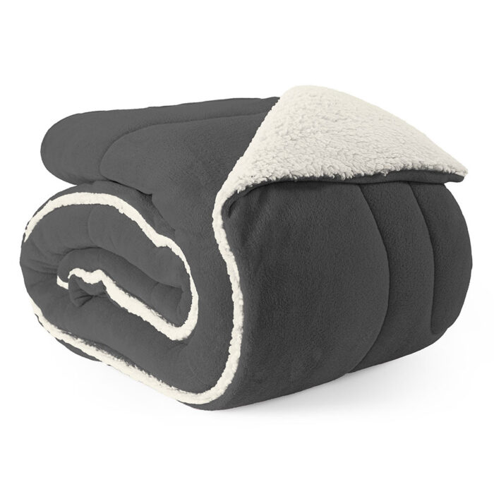 coberdrom solteiro sherpa e manta refilado toda volta cinza 6297ba1db40ea large