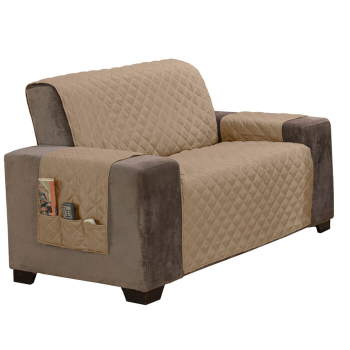 protetor de sofa com bolsos 2 lugares basic 120m bege 6411045367709 large