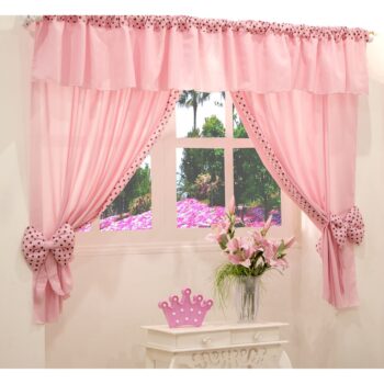 Cortina infantil 2,00m x 1,70m Ursinha Rosa