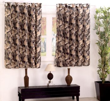 Cortina Malha Estampada 2,00 metros Floral Preto