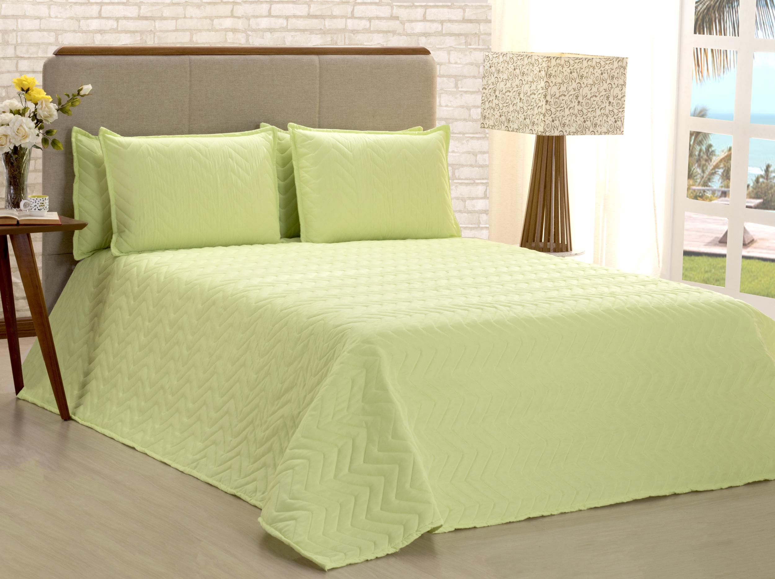 cobre leito classic microfibra casal 03 pçs verde